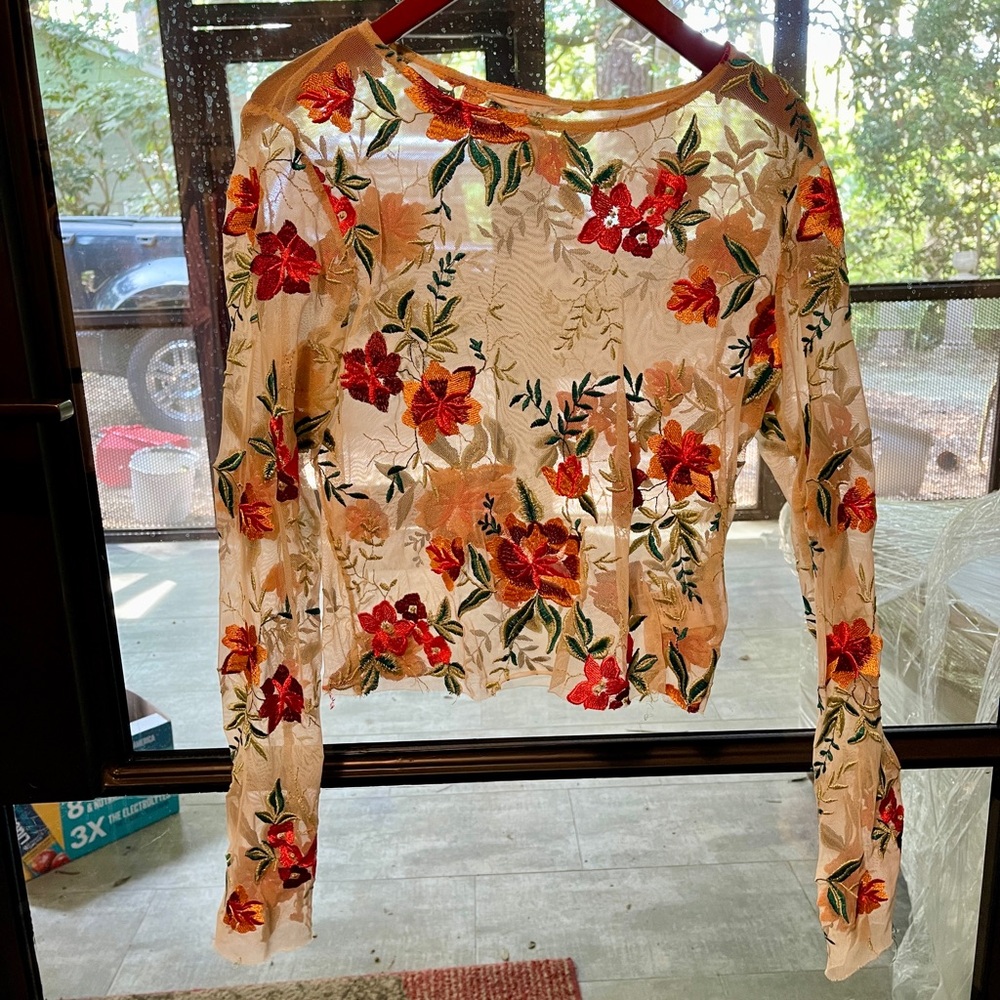 Urban Outfitters mesh floral party top M
